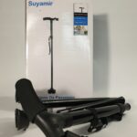 Laska z latarką SUYAMIR 93 cm czarna składana