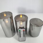 Świeca elektryczna LED zestaw 3 sztuk bezpłomieniowa szklany klosz + PILOT